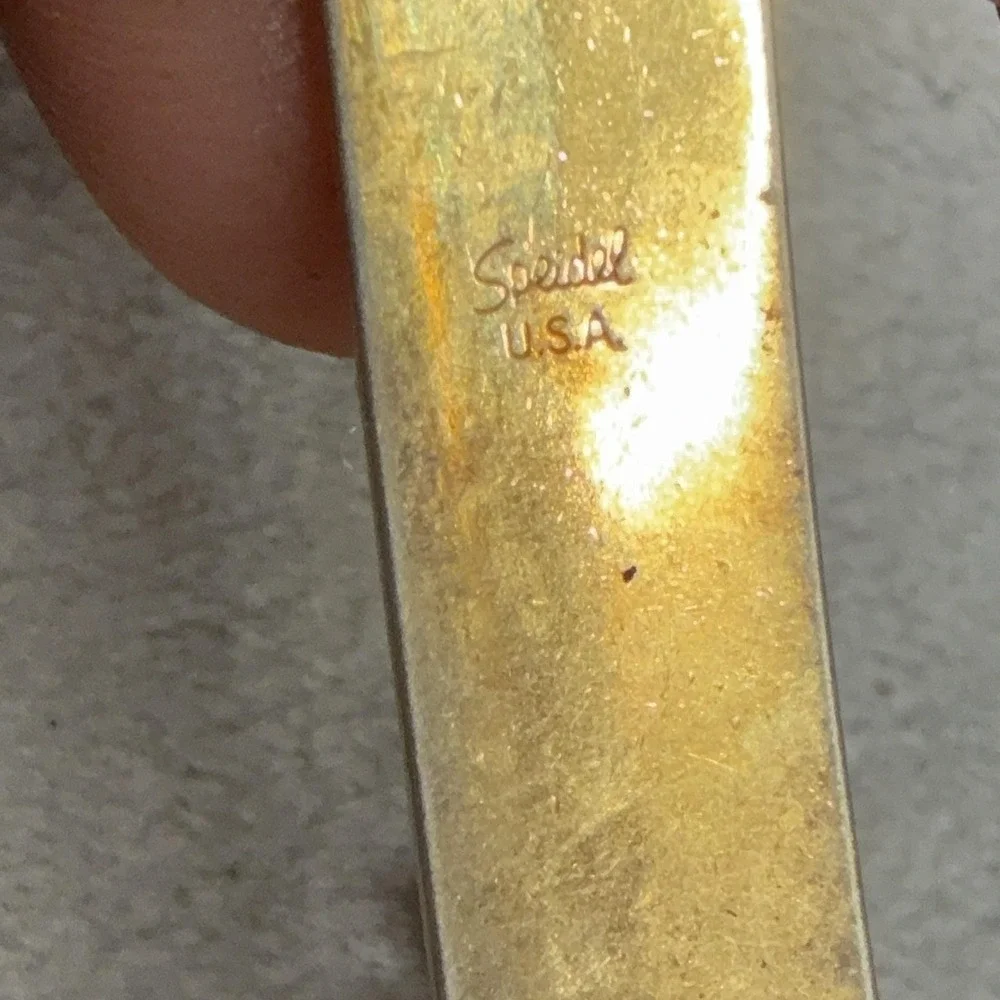 Speidel ID Chain Bracelet Gold Tone Melanie Nameplate Engraved Girls 6.5 Inch